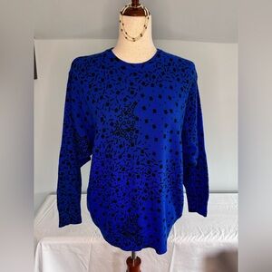 Vintage 1980’s Fabio Italian Blue Wool Patterned Sweater Sz M